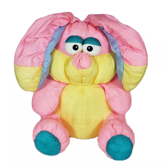 Vintage 1991 Prestige Toy Corp Sleepy Bunny Nylon Stuffed Plush with Squeaker
