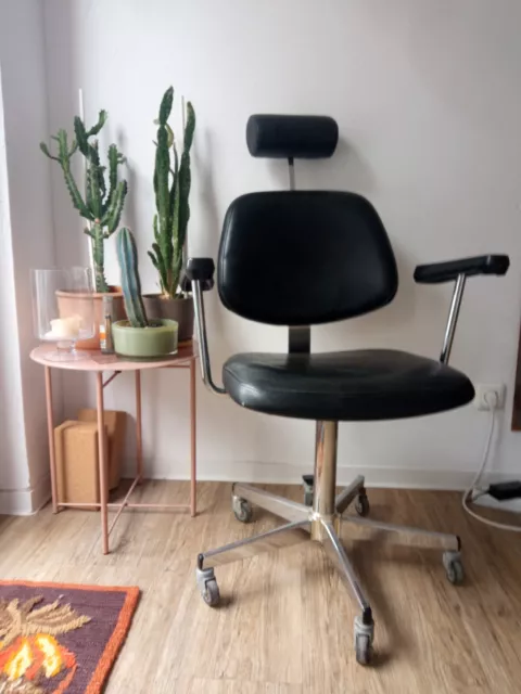 Mid-Century Vintage Bürostuhl Leder-Metall