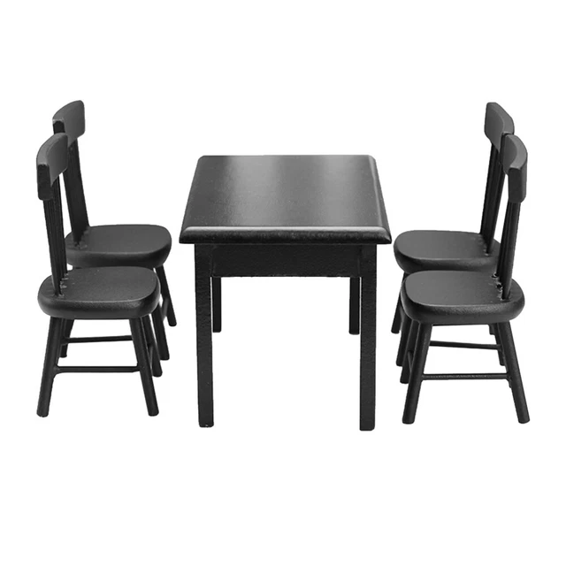 Madera Negro Mesa Y Silla Mesa De Comedor Mini Decoración Hogar Modelo Muebles