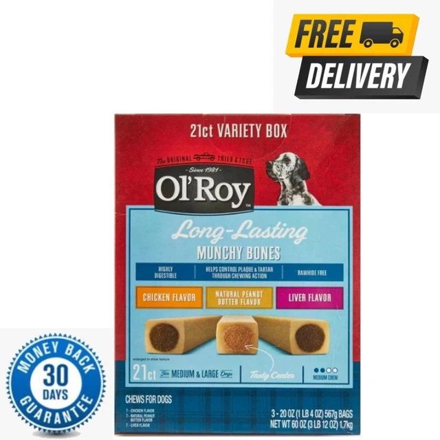 OL ROY MUNCHY Bones Dog Treats Value Pack 21 Count 25.50 PicClick