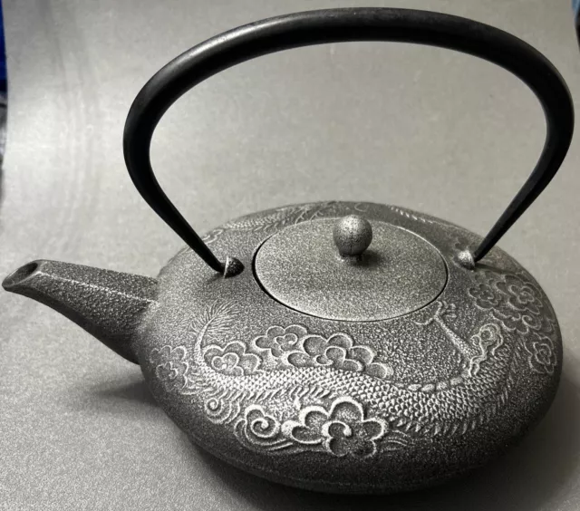 Vintage Asian Teavana Heavy Cast Iron Teapot Made in Japan Risen Dragon Design