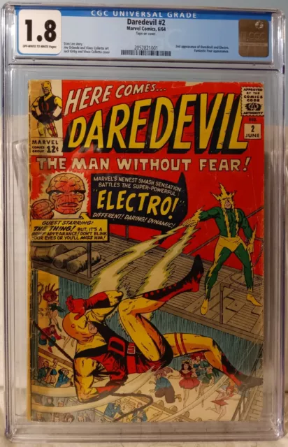 Daredevil  #2 CGC 1.8 GD-  ow/w pages! Marvel 1964 Silver Age Key