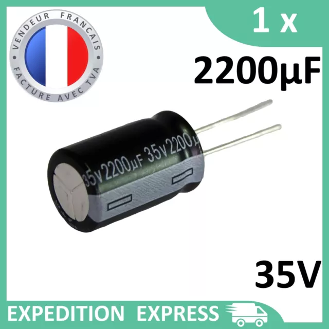 Condensateur électrolytique 2200µF 2200uF 35V radial WH 105°C THT chimique