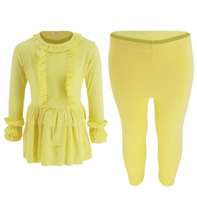 Girls Kids Lounge Wear Set Peplum Ruffle Lounge Set Active Wear 2 to 10 yrs