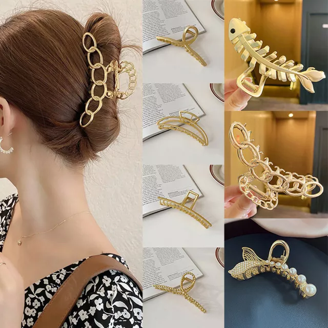 Women Hair Clips Claw Large Geometric Elegant Metal Hollow Out Hair Accessories 3