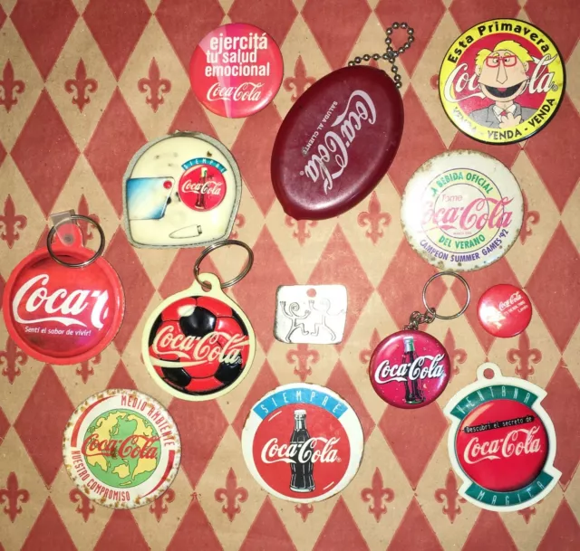coca cola pins y key chain rare promo argentina big size pin