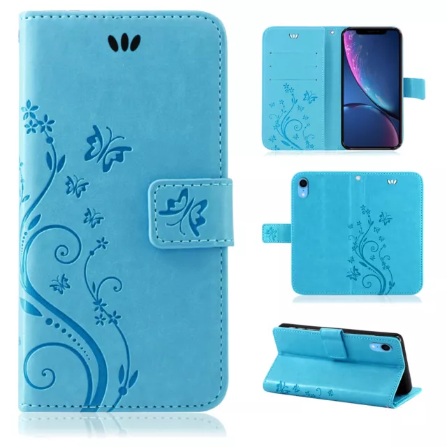 Apple IPHONE XR Étui Portable Portefeuille Etui Coque Fleurs Étui