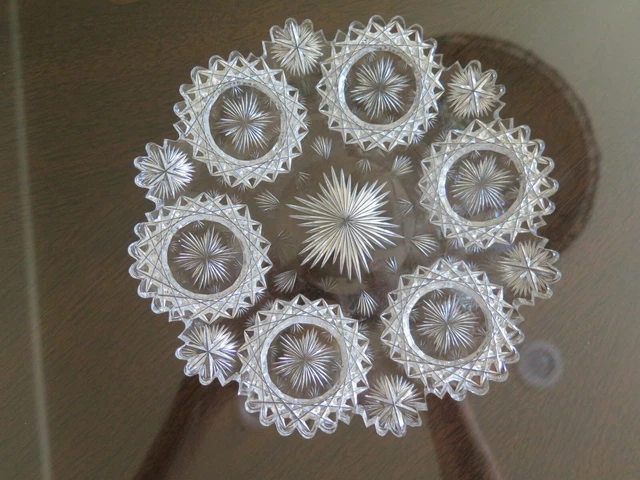 Rare American Brilliant Cut Glass Hawkes "North Star" Signed Plate