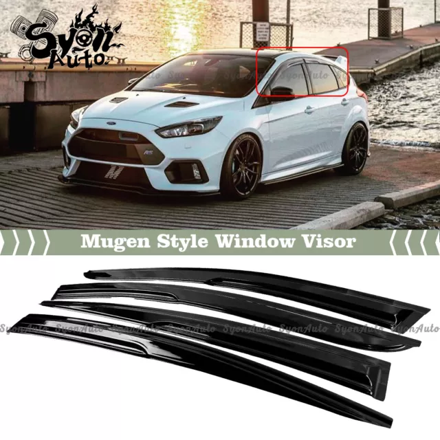 Fits 12-18 Ford Focus Sedan & Hatch 3D Wavy Mugen Style Window Visor Rain Guard