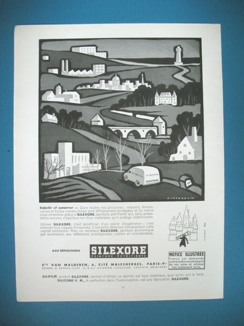 Publicite De Presse Silexore Peinture Petrifiante Illustration Jacquelin Ad 1953