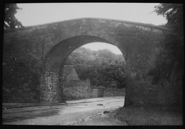 ANTIQUE Magic Lantern Slide TICKNALL TRAMROAD C1900 PHOTO TRAM BRIDGE DERBYSHIRE