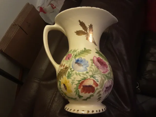 Vintage Hand Painted Ceramic K P B Kensington ewer vase 205 mm tall
