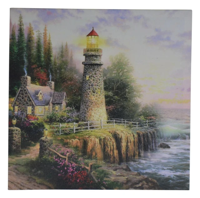 Three Star Lighthouse Lightup Painting With Multicolor KL705