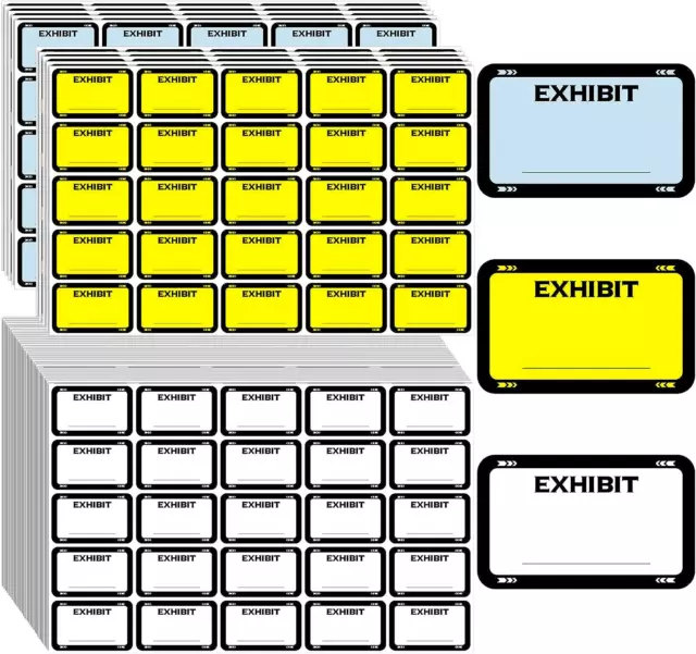 1000 Pcs Exhibit Stickers 1.65 x 1 Inch Legal Exhibit Labels Name Tag Sticker