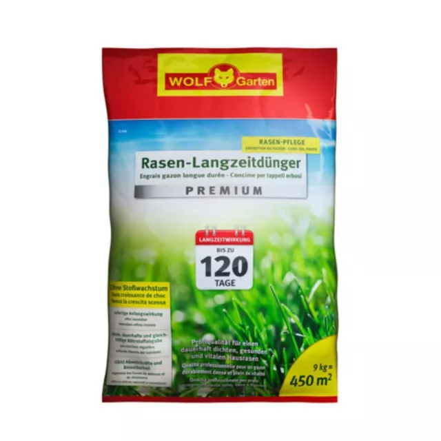 WOLF GARTEN Pelouse Engrais Longue Durée Le 450 9kg pour 450 M²