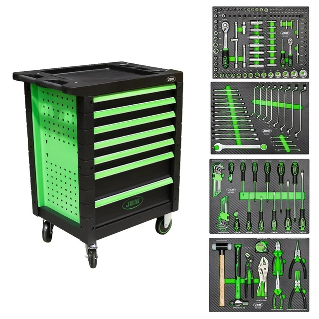 Carrello Portautensili Da Officina VidaXL Con 7 Cassetti Scorrevoli, Piano Di Lavoro In Acciaio, Serratura E Ruote Frenate, Rosso