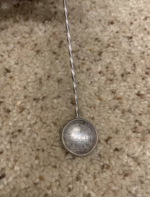 rare Deutsches Reich 1 Mark 1910 Spoon silver coin
