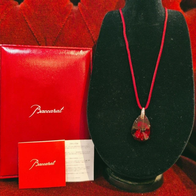 Collier Baccarat Paris - Pendentif En Cristal Grenat Psychédélique - Chaîne Argent 925 Réglable