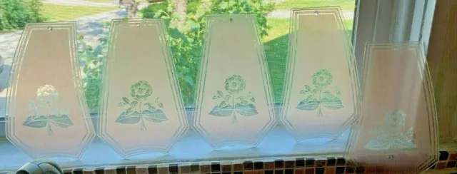ART DECO ARCHITECTURAL SALVAGE antique CURVED GLASS PANELS (5) PINK VERY RARE