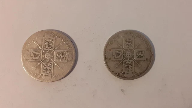 George V 1921 Silver Florin x 2 - Silver .500