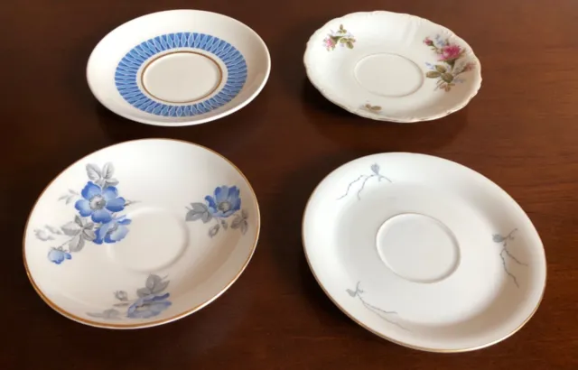 Vintage 4 Mismatched China Saucers Tea Plates Wedding Shower Calymo Eschenbach+