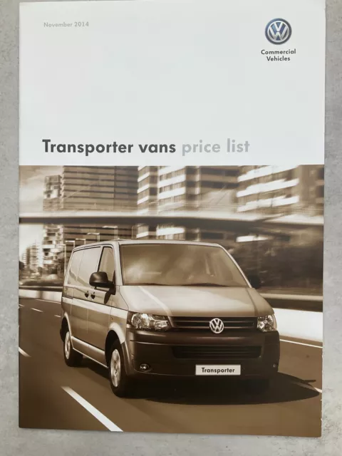 Volkswagen Transporter UK Market Van Price List Brochure - November 2014