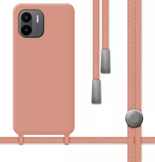 Funda Silicona Líquida con Cordón para Xiaomi Redmi A2 Color Rosa