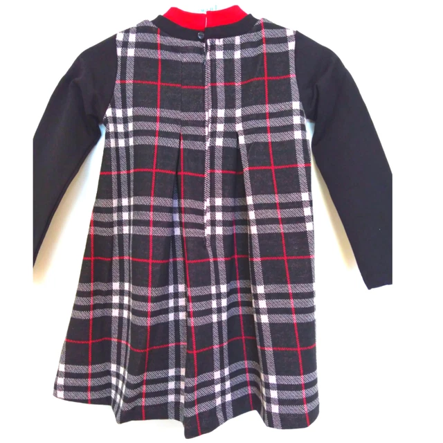 Abito Natalizio Per Bambina Elegante Da Festa  A Quadri Vestito Bimba Anni Melby 3