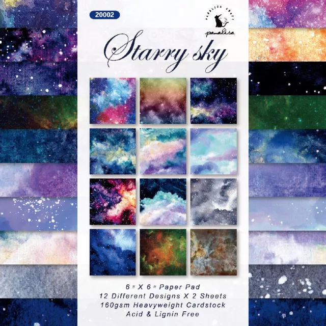 12PCS 6" Starry Sky Paper Pad Cardstock Scrapbooking DIY Album Journal Making