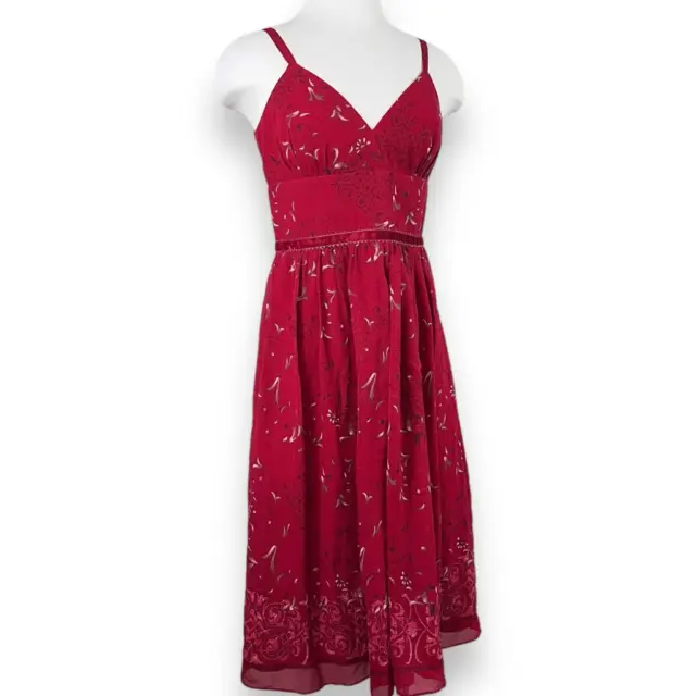 Vintage BCBG Paris Red 100% Silk Sleeveless Dress Women’s size 6