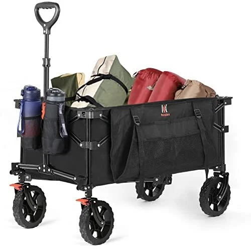 Navatiee Collapsible Folding Wagon, Heavy Duty Utility Beach Wagon Cart with