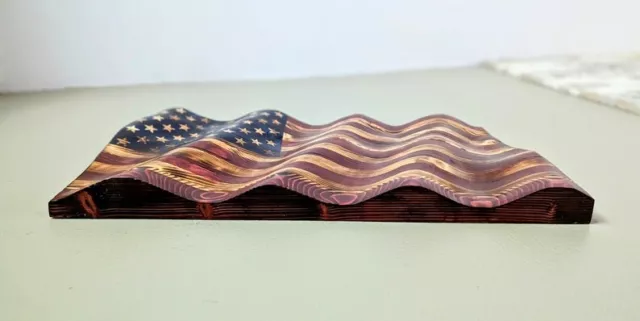 Bandera Americana, Patriótico, Decoración de Pared, Reto, Madera Ondulado US 2