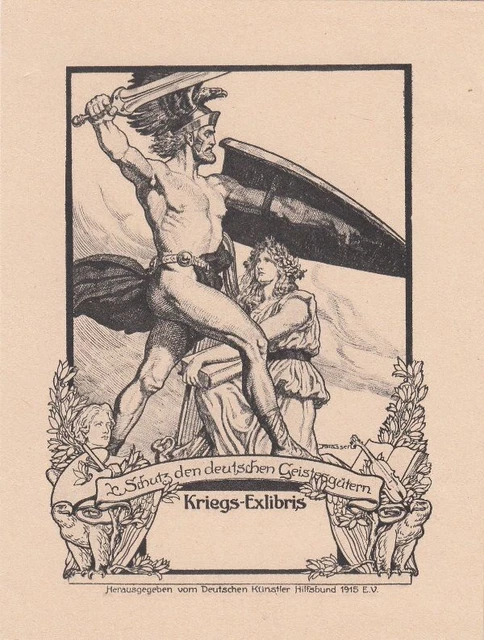 Exlibris Bookplate Phototype Franz Stassen 1869-1949 Germane Adlerhelm