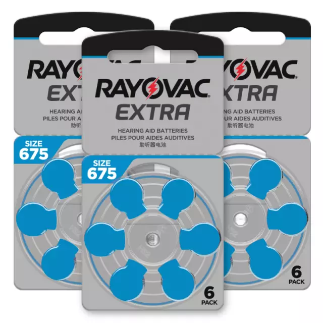 Rayovac Extra Hearing Aid 675 Size batteries Zinc air Mercury free x 60 cells