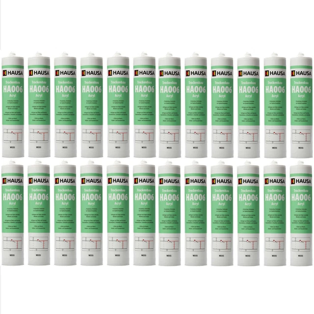 24x Maleracryl Weiß Bauacryl Dichtstoff Innen & Außen Dichtmasse elastisch Hausa