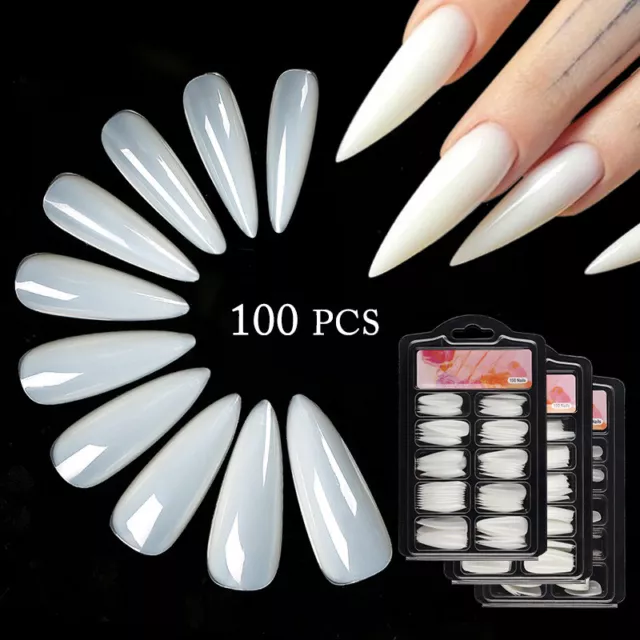 100 Pcs Ballerina Nail Coffin Tips Long Art Full Cover Nails Manicure Fake False