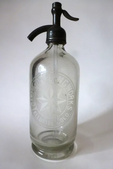 Antique Glass Seltzer Bottle from Telluride, Colo., Goody Bottling Co., Denver