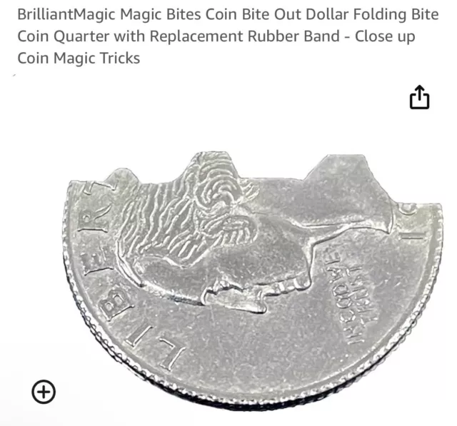 Bite Out Quarter/Coin Bite Magic Trick - REAL US QUARTER - David Blaine 10R