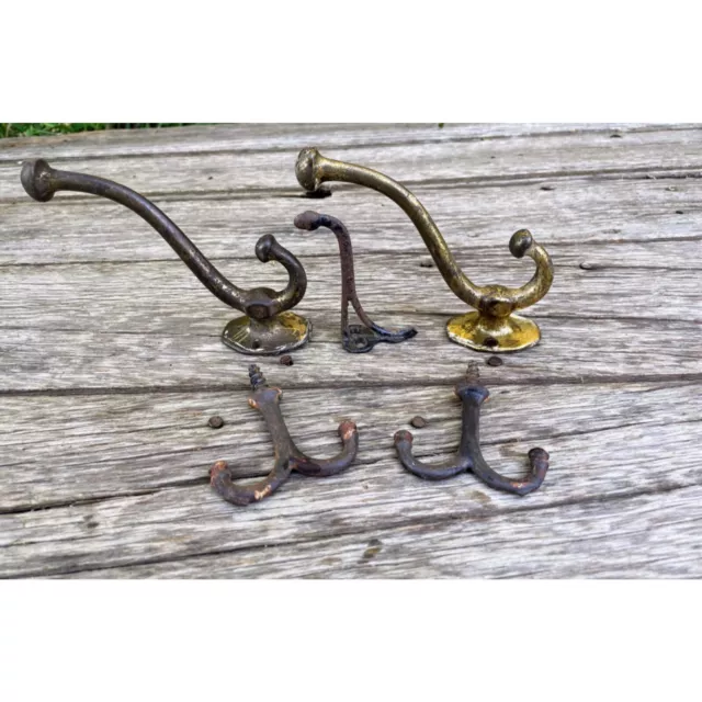 Antique lot 5 Old Wall hooks, plant hooks, ceiling hooks