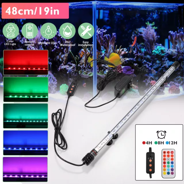 5 Sizes Aquarium Fish Tank Pond LED Strip Light Submersible Bar Light RGB Lamp