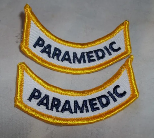 Pair New/NOS Embroidered Patch Arch Fire Police Department PARAMEDIC