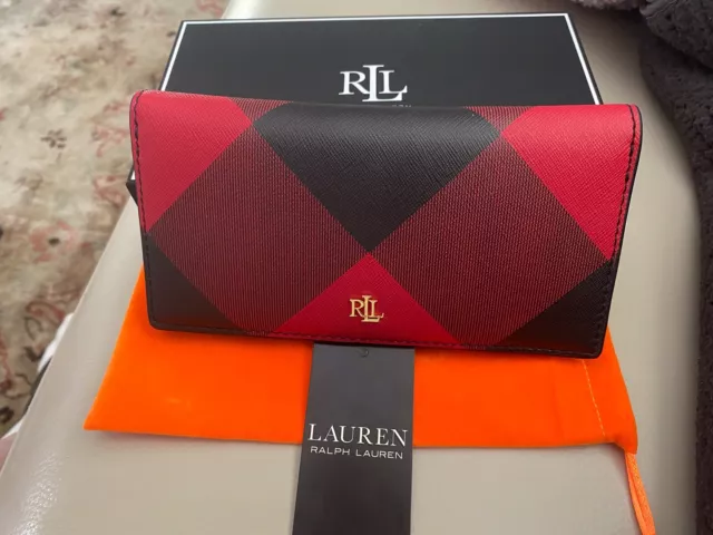 Lauren Ralph Lauren Leather Slim Bi-fold NEW TARTAN Wallet With Box &TAG