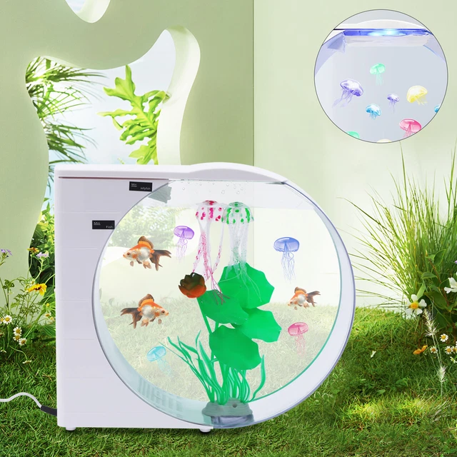 Small Fish Tank Desktop Landscape Betta Tank Mini Fish Aquarium with LED Light
