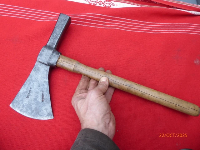 Hache Ancienne Vintage En Fer Forgé à La Main - Outil De Coupe Du Bois Rustique - Pour Collection F25