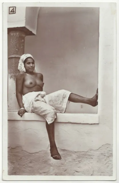 1920 Ethnic Nude Moorish Woman from Morocco - REAL PHOTO Vintage Postcard