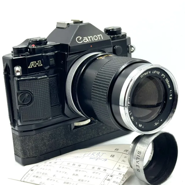 [Serviced] Canon A-1 35mm SLR Film Kamera Schwarz Körper W / Motor Drive +