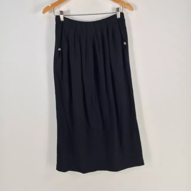 Jersey Rd womens skirt size 10 vintage black midi flare stretch 075238