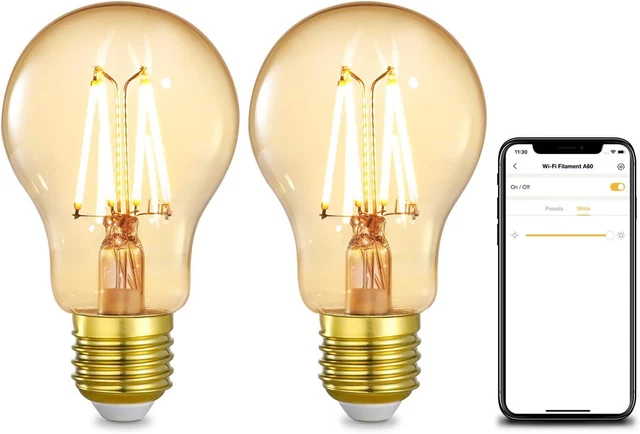 Linkind WiFi Smart Edison Screw Filament Bulb, 4.5W Dimmable Vintage E27...