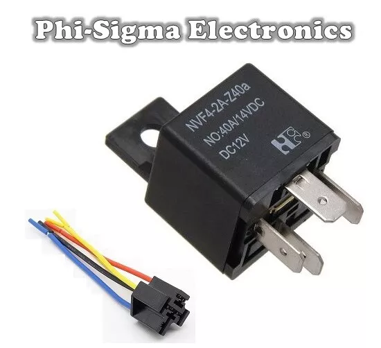 12V Automotive Relay - 4 Pin - Normally Open Contacts (SPST) + Mount + Socket