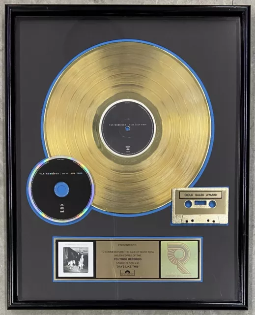 VAN MORRISON Days Like This 1995 RIAA Gold LP CD Cassette Award Plaque THEM